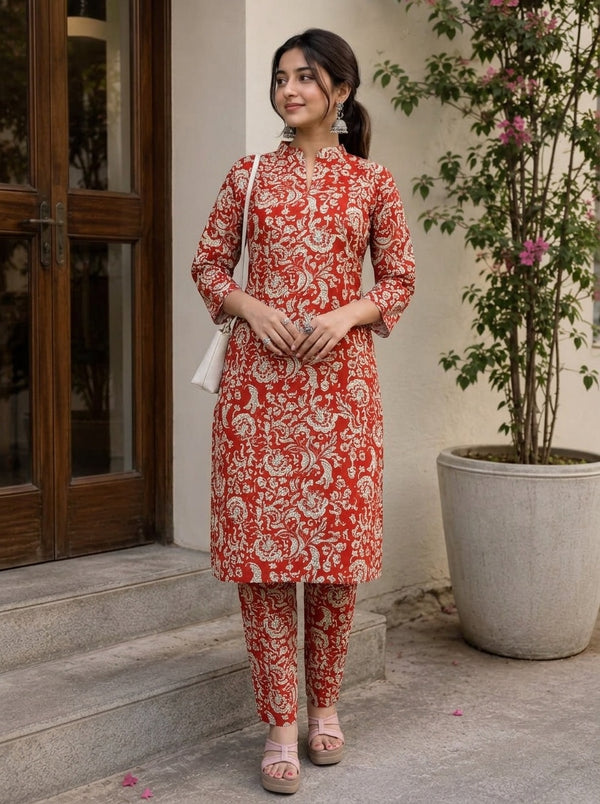 Red Floral print co-ord set