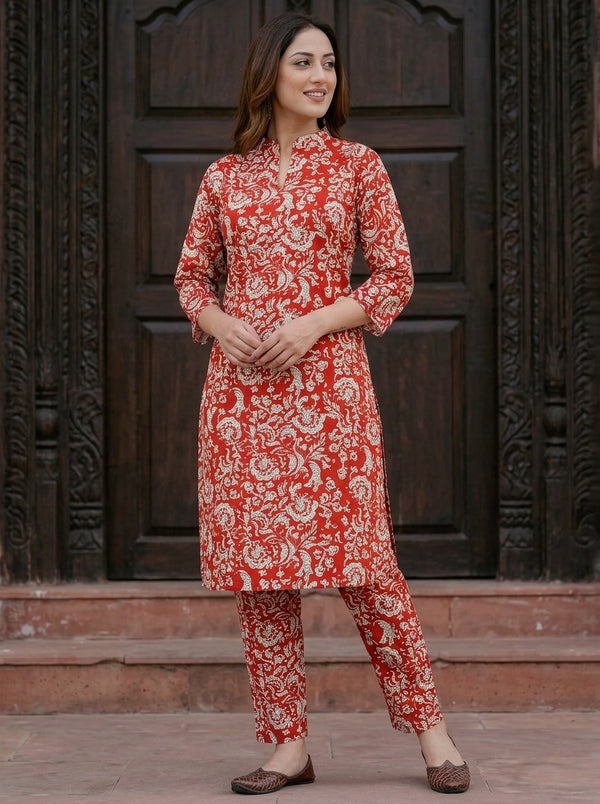 Red Floral print co-ord set