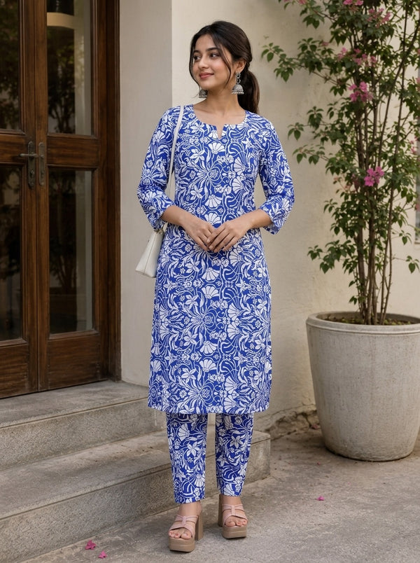 Blue Floral print co-ord set