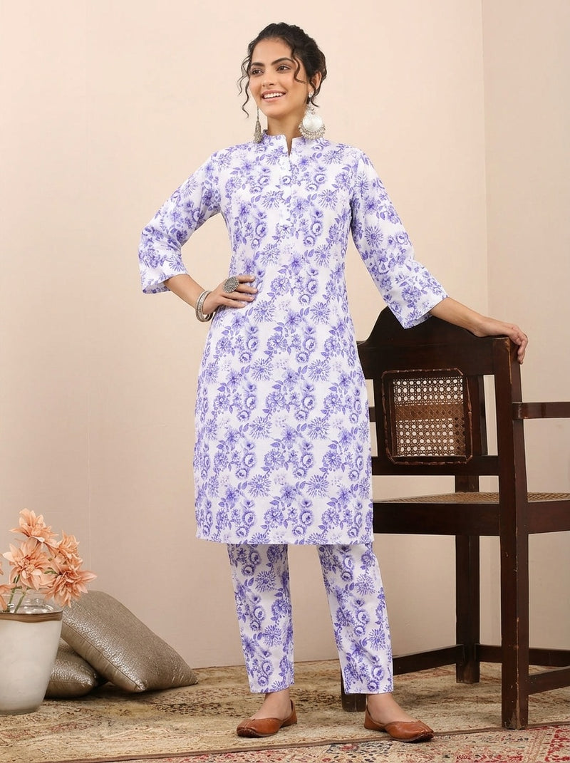 White Floral print co-ord set