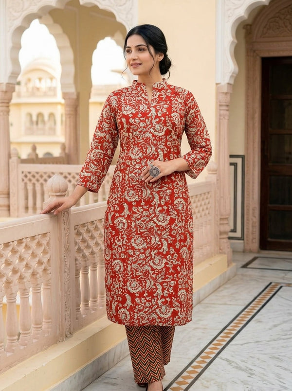 Red Floral print co-ord set