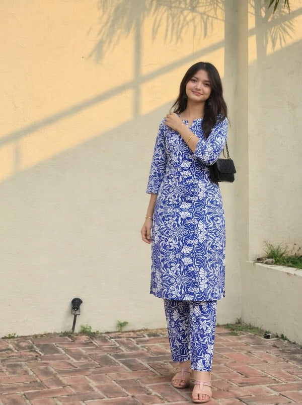 Blue Floral print co-ord set
