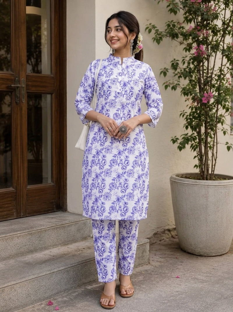 White Floral print co-ord set