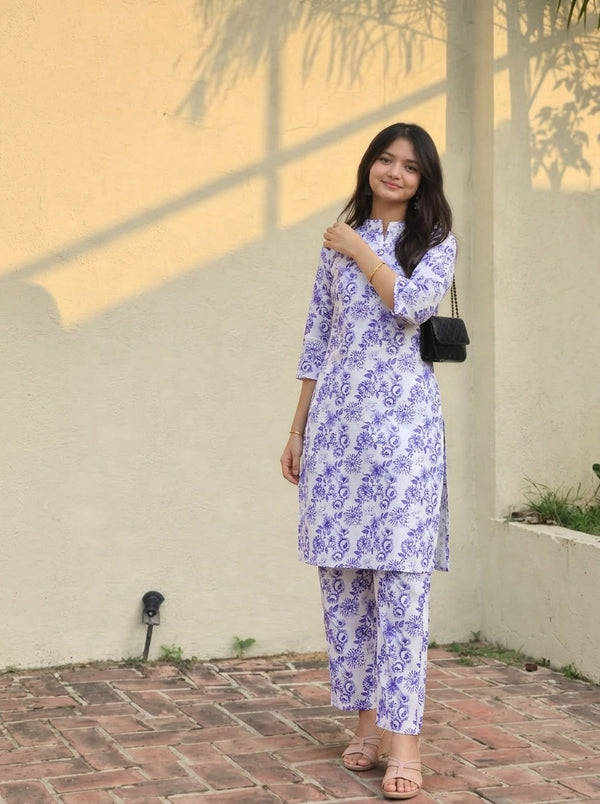 White Floral print co-ord set