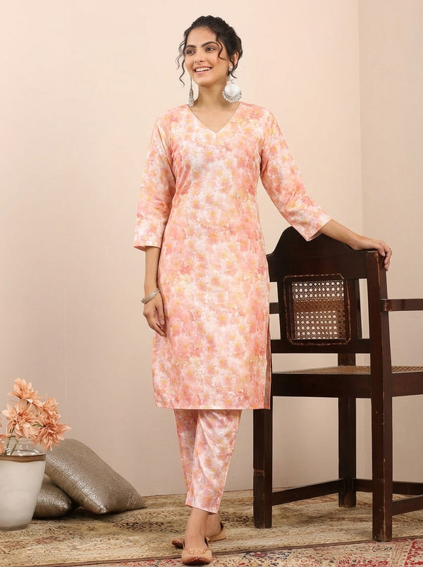Peach Floral print co-ord set
