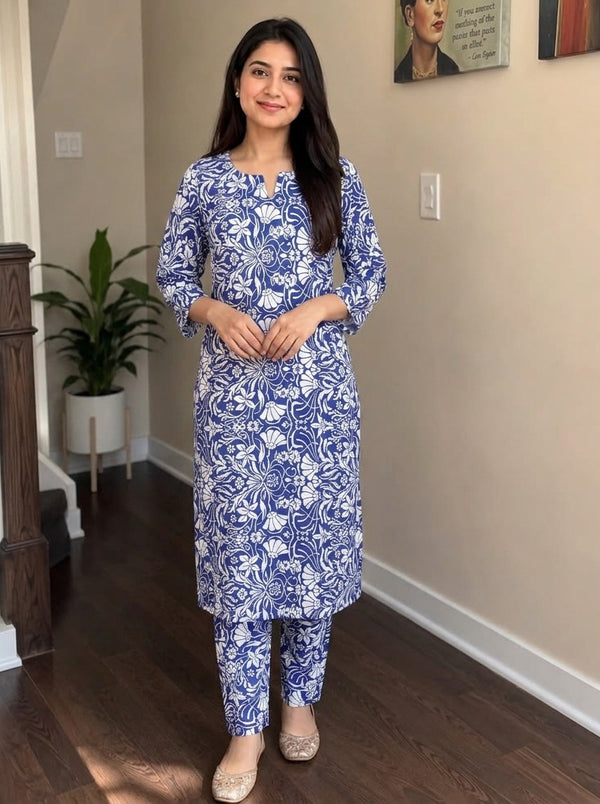 Blue Floral print co-ord set