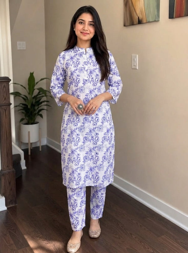 White Floral print co-ord set