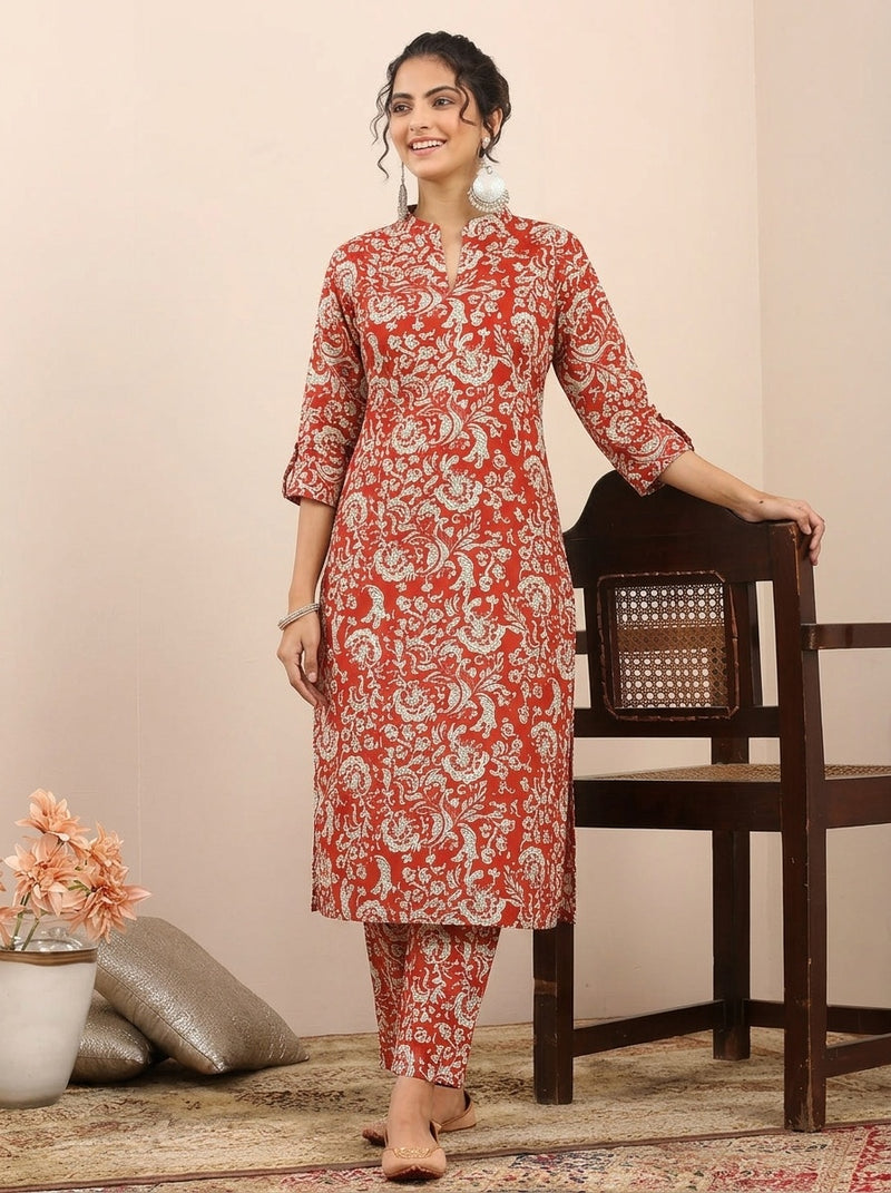 Red Floral print co-ord set